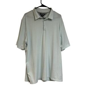 Adipure By Adidas Men's Golf Striped Green And White Short Sleeve Polo XL